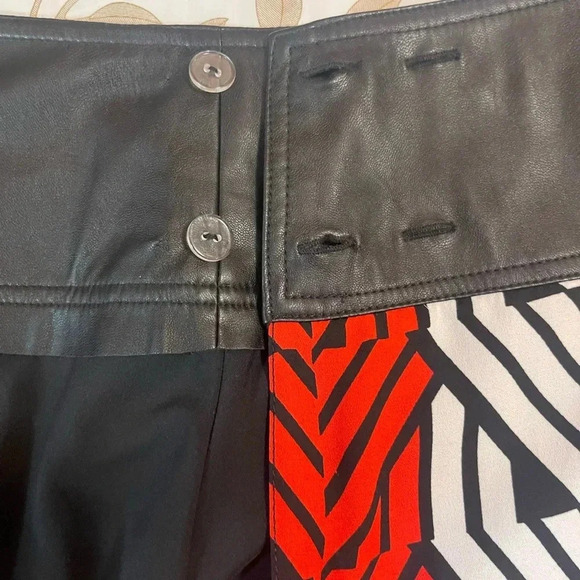 Womens Wrap asymmetrical Flare Skirt Faux Leather Belt Size S/ M Multicoloured - Picture 5 of 8